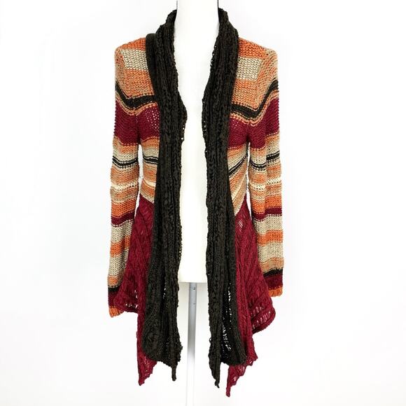 Ethyl M Long Sweater Cardigan Rust Orange burgundy - Picture 1 of 7